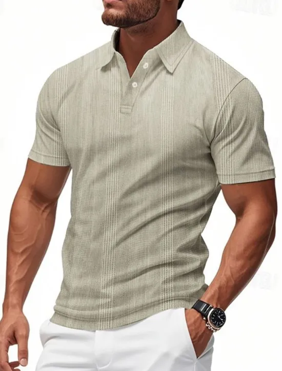 Online OUKU Men's Golf Shirt Golf Polos Shirts Work Casual Lapel Short Sleeve Basic Modern Plain Patchwork Buttons Summer Regular Fit claret Black White Light Grey Khaki Light Blue Golf Shirt