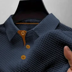 Outlet OUKU Men's Golf Shirt Golf Polos Shirts Work Casual Lapel Short Sleeve Basic Modern Plain Buttons Jacquard Summer Regular Fit Black White Navy Blue Blue sky blue Dark Gray Golf Shirt