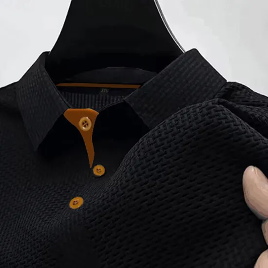 Outlet OUKU Men's Golf Shirt Golf Polos Shirts Work Casual Lapel Short Sleeve Basic Modern Plain Buttons Jacquard Summer Regular Fit Black White Navy Blue Blue sky blue Dark Gray Golf Shirt