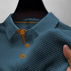 Outlet OUKU Men's Golf Shirt Golf Polos Shirts Work Casual Lapel Short Sleeve Basic Modern Plain Buttons Jacquard Summer Regular Fit Black White Navy Blue Blue sky blue Dark Gray Golf Shirt