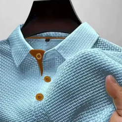 Outlet OUKU Men's Golf Shirt Golf Polos Shirts Work Casual Lapel Short Sleeve Basic Modern Plain Buttons Jacquard Summer Regular Fit Black White Navy Blue Blue sky blue Dark Gray Golf Shirt