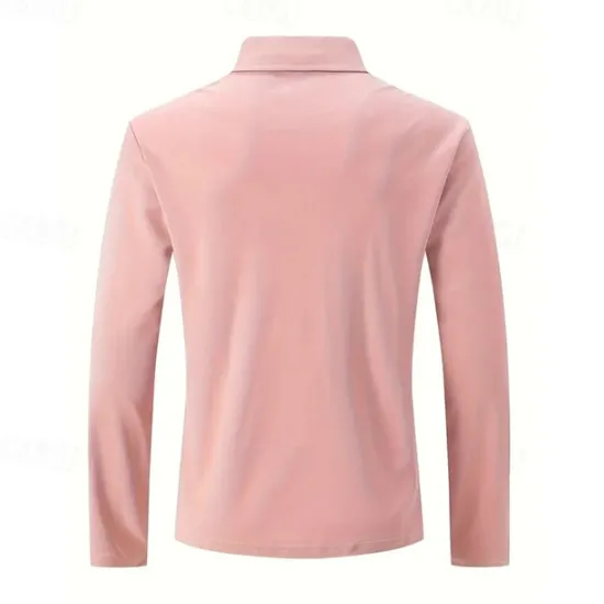 OUKU Men's Golf Shirt Golf Polo Work Casual Lapel Long Sleeve Basic Modern Plain Button Spring & Fall Regular Fit Wine Black White Pink Navy Blue Green Golf Shirt
