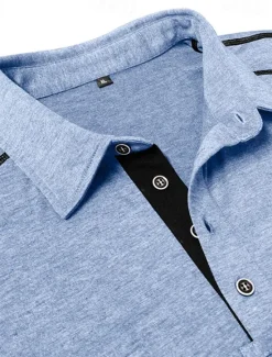 Discount OUKU Men's Golf Shirt Golf Polos Shirts Work Casual Lapel Short Sleeve Basic Modern Color Block Patchwork Buttons Summer Regular Fit Black White Navy Blue Green Khaki Light Grey Golf Shirt