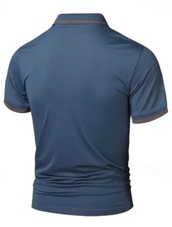 Outlet OUKU Men's Golf Shirt Golf Polos Shirts Work Casual Lapel Short Sleeve Basic Modern Plain Patchwork Buttons Summer Regular Fit Lake blue Black White Navy Blue Golf Shirt