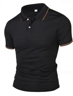Outlet OUKU Men's Golf Shirt Golf Polos Shirts Work Casual Lapel Short Sleeve Basic Modern Plain Patchwork Buttons Summer Regular Fit Lake blue Black White Navy Blue Golf Shirt