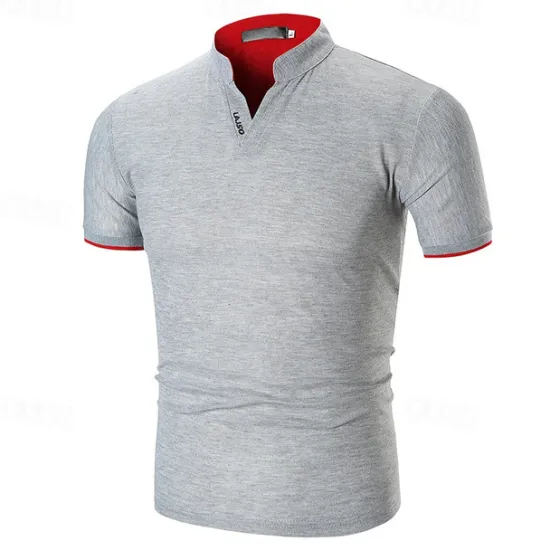 Hot OUKU Men's Golf Shirt Golf Polo Work Casual Stand Collar Short Sleeve Basic Modern Plain Classic Spring & Summer Regular Fit Black White Gray Golf Shirt