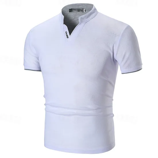 Hot OUKU Men's Golf Shirt Golf Polo Work Casual Stand Collar Short Sleeve Basic Modern Plain Classic Spring & Summer Regular Fit Black White Gray Golf Shirt