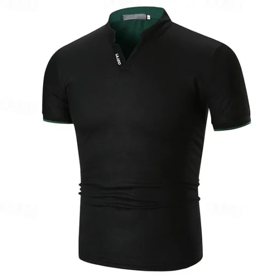 Hot OUKU Men's Golf Shirt Golf Polo Work Casual Stand Collar Short Sleeve Basic Modern Plain Classic Spring & Summer Regular Fit Black White Gray Golf Shirt