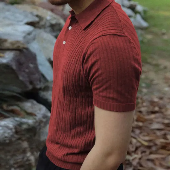 Sale OUKU Men's Golf Shirt Golf Polos Shirts Work Casual Lapel Short Sleeve Basic Modern Plain Vertical Stripes Buttons Summer Spring Regular Fit Black White Wine Khaki Light Grey Golf Shirt
