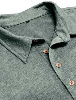 Outlet OUKU Men's Golf Shirt Golf Polos Shirts Work Casual Lapel Short Sleeve Basic Modern Color Block Patchwork Buttons Summer Regular Fit Black White Green Khaki Light Blue Gray Golf Shirt