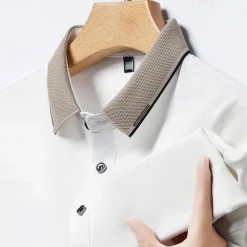Best OUKU Men's Golf Shirt Golf Polo Work Casual Lapel Short Sleeve Basic Modern Color Block Patchwork Button Spring & Summer Regular Fit Black White Red Navy Blue Coffee Gray Golf Shirt