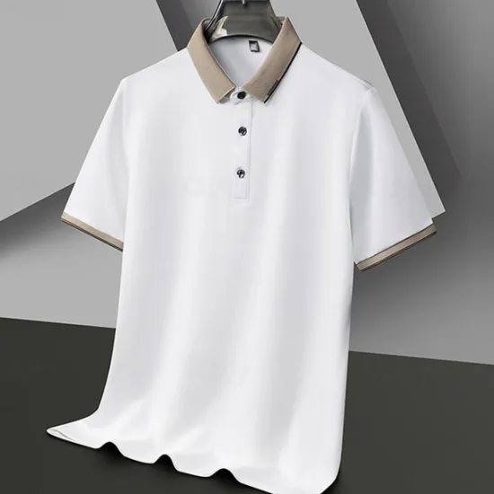 Best OUKU Men's Golf Shirt Golf Polo Work Casual Lapel Short Sleeve Basic Modern Color Block Patchwork Button Spring & Summer Regular Fit Black White Red Navy Blue Coffee Gray Golf Shirt