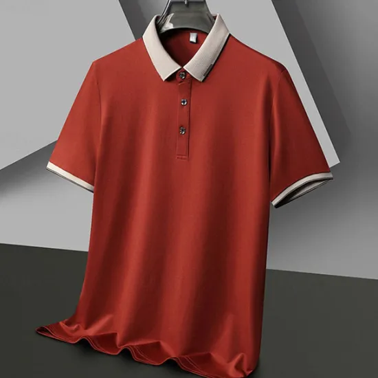 Best OUKU Men's Golf Shirt Golf Polo Work Casual Lapel Short Sleeve Basic Modern Color Block Patchwork Button Spring & Summer Regular Fit Black White Red Navy Blue Coffee Gray Golf Shirt