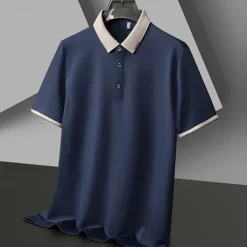 Best OUKU Men's Golf Shirt Golf Polo Work Casual Lapel Short Sleeve Basic Modern Color Block Patchwork Button Spring & Summer Regular Fit Black White Red Navy Blue Coffee Gray Golf Shirt