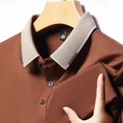 Best OUKU Men's Golf Shirt Golf Polo Work Casual Lapel Short Sleeve Basic Modern Color Block Patchwork Button Spring & Summer Regular Fit Black White Red Navy Blue Coffee Gray Golf Shirt
