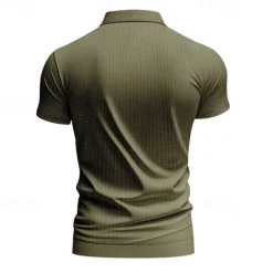 Hot OUKU Men's Golf Shirt Golf Polos Shirts Work Casual V Neck Short Sleeve Basic Modern Plain Jacquard Summer Spring Regular Fit Apricot White Brown Light Grey Army Green Light Blue Golf Shirt