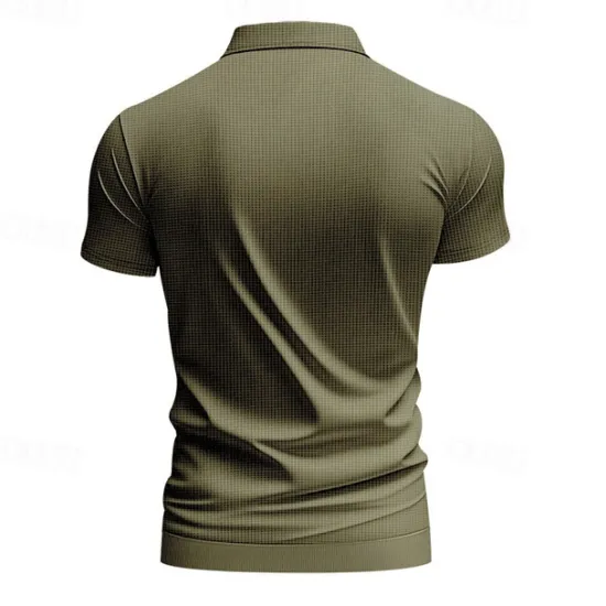 Hot OUKU Men's Golf Shirt Golf Polos Shirts Work Casual V Neck Short Sleeve Basic Modern Plain Jacquard Summer Spring Regular Fit Apricot White Brown Light Grey Army Green Light Blue Golf Shirt