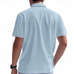 Hot OUKU Men's Golf Shirt Golf Polos Shirts Work Casual V Neck Short Sleeve Basic Modern Plain Jacquard Summer Spring Regular Fit Apricot White Brown Light Grey Army Green Light Blue Golf Shirt