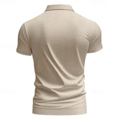 Hot OUKU Men's Golf Shirt Golf Polos Shirts Work Casual V Neck Short Sleeve Basic Modern Plain Jacquard Summer Spring Regular Fit Apricot White Brown Light Grey Army Green Light Blue Golf Shirt