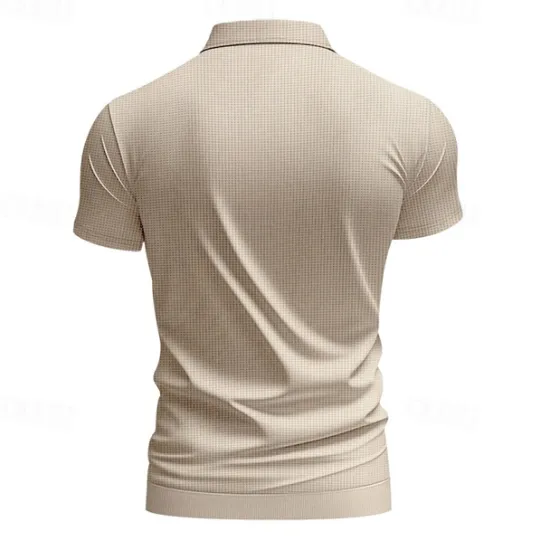 Hot OUKU Men's Golf Shirt Golf Polos Shirts Work Casual V Neck Short Sleeve Basic Modern Plain Jacquard Summer Spring Regular Fit Apricot White Brown Light Grey Army Green Light Blue Golf Shirt