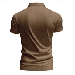Hot OUKU Men's Golf Shirt Golf Polos Shirts Work Casual V Neck Short Sleeve Basic Modern Plain Jacquard Summer Spring Regular Fit Apricot White Brown Light Grey Army Green Light Blue Golf Shirt