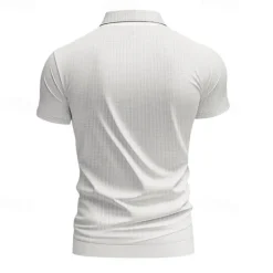 Hot OUKU Men's Golf Shirt Golf Polos Shirts Work Casual V Neck Short Sleeve Basic Modern Plain Jacquard Summer Spring Regular Fit Apricot White Brown Light Grey Army Green Light Blue Golf Shirt