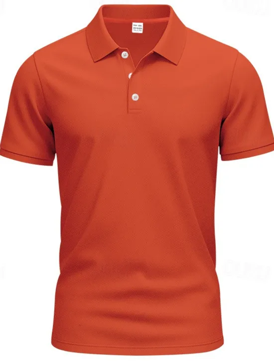 Clearance OUKU Men's Golf Shirt Golf Polos Shirts Work Casual Lapel Short Sleeve Basic Modern Plain Buttons Spring & Summer Regular Fit Black White Yellow Red Navy Blue Royal Blue Golf Shirt