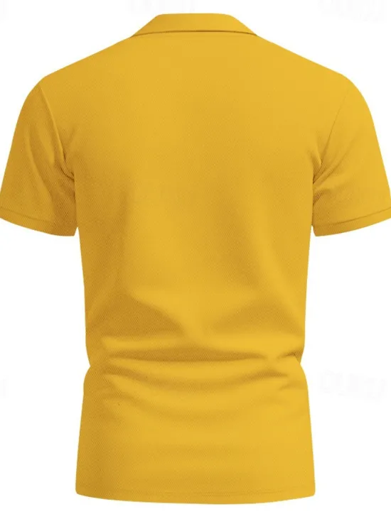 Clearance OUKU Men's Golf Shirt Golf Polos Shirts Work Casual Lapel Short Sleeve Basic Modern Plain Buttons Spring & Summer Regular Fit Black White Yellow Red Navy Blue Royal Blue Golf Shirt