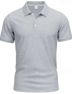 Clearance OUKU Men's Golf Shirt Golf Polos Shirts Work Casual Lapel Short Sleeve Basic Modern Plain Buttons Spring & Summer Regular Fit Black White Yellow Red Navy Blue Royal Blue Golf Shirt