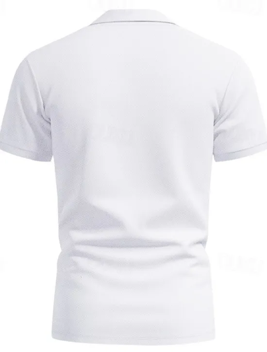 Clearance OUKU Men's Golf Shirt Golf Polos Shirts Work Casual Lapel Short Sleeve Basic Modern Plain Buttons Spring & Summer Regular Fit Black White Yellow Red Navy Blue Royal Blue Golf Shirt