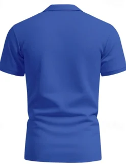 Clearance OUKU Men's Golf Shirt Golf Polos Shirts Work Casual Lapel Short Sleeve Basic Modern Plain Buttons Spring & Summer Regular Fit Black White Yellow Red Navy Blue Royal Blue Golf Shirt