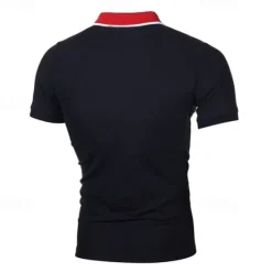 Clearance OUKU Men's Golf Shirt Golf Polo Work Casual Lapel Short Sleeve Basic Modern Color Block Patchwork Button Spring & Summer Regular Fit Black White Navy Blue Light Grey Golf Shirt