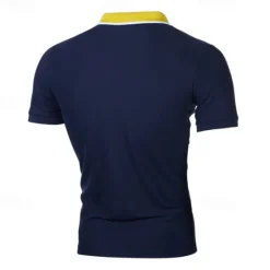 Clearance OUKU Men's Golf Shirt Golf Polo Work Casual Lapel Short Sleeve Basic Modern Color Block Patchwork Button Spring & Summer Regular Fit Black White Navy Blue Light Grey Golf Shirt