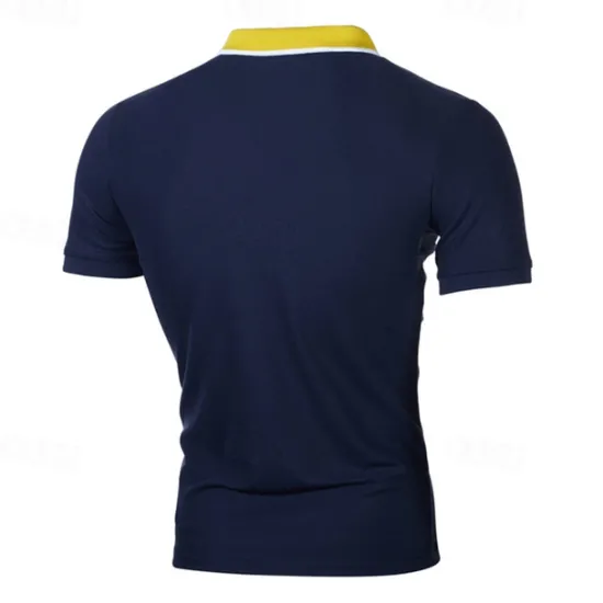 Clearance OUKU Men's Golf Shirt Golf Polo Work Casual Lapel Short Sleeve Basic Modern Color Block Patchwork Button Spring & Summer Regular Fit Black White Navy Blue Light Grey Golf Shirt