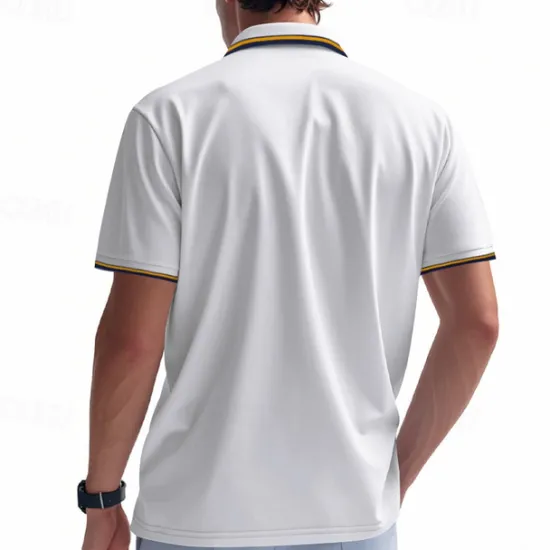 Online OUKU Men's Golf Shirt Golf Polos Shirts Work Casual Lapel Short Sleeve Basic Modern Plain Patchwork Buttons Summer Regular Fit Depression Green Fire Red Black White Light Green Navy Blue Golf Shirt