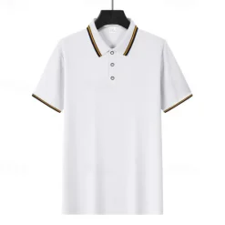 Online OUKU Men's Golf Shirt Golf Polos Shirts Work Casual Lapel Short Sleeve Basic Modern Plain Patchwork Buttons Summer Regular Fit Depression Green Fire Red Black White Light Green Navy Blue Golf Shirt