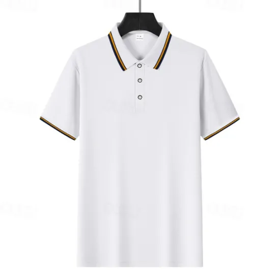 Online OUKU Men's Golf Shirt Golf Polos Shirts Work Casual Lapel Short Sleeve Basic Modern Plain Patchwork Buttons Summer Regular Fit Depression Green Fire Red Black White Light Green Navy Blue Golf Shirt
