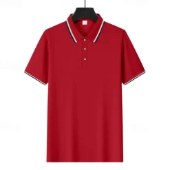 Online OUKU Men's Golf Shirt Golf Polos Shirts Work Casual Lapel Short Sleeve Basic Modern Plain Patchwork Buttons Summer Regular Fit Depression Green Fire Red Black White Light Green Navy Blue Golf Shirt