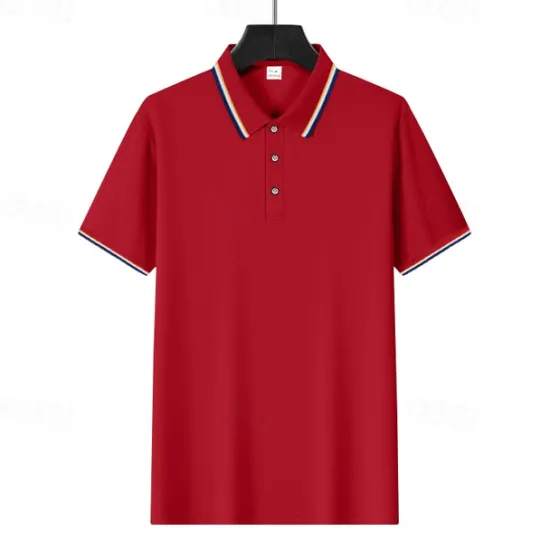 Online OUKU Men's Golf Shirt Golf Polos Shirts Work Casual Lapel Short Sleeve Basic Modern Plain Patchwork Buttons Summer Regular Fit Depression Green Fire Red Black White Light Green Navy Blue Golf Shirt