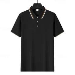 Online OUKU Men's Golf Shirt Golf Polos Shirts Work Casual Lapel Short Sleeve Basic Modern Plain Patchwork Buttons Summer Regular Fit Depression Green Fire Red Black White Light Green Navy Blue Golf Shirt