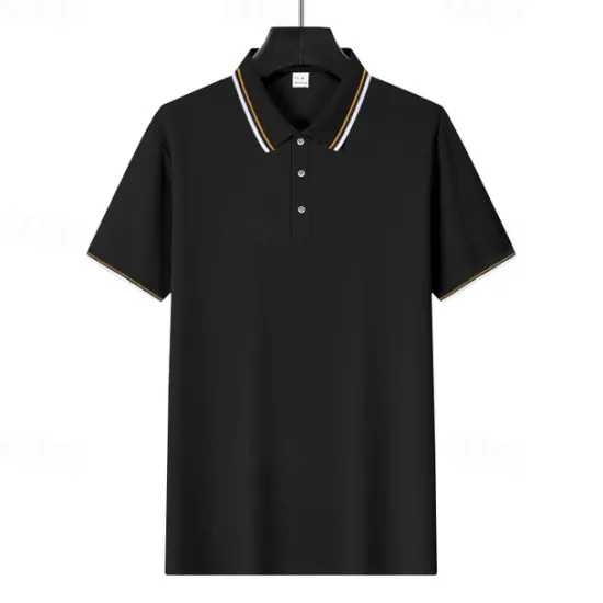 Online OUKU Men's Golf Shirt Golf Polos Shirts Work Casual Lapel Short Sleeve Basic Modern Plain Patchwork Buttons Summer Regular Fit Depression Green Fire Red Black White Light Green Navy Blue Golf Shirt