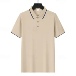 Online OUKU Men's Golf Shirt Golf Polos Shirts Work Casual Lapel Short Sleeve Basic Modern Plain Patchwork Buttons Summer Regular Fit Depression Green Fire Red Black White Light Green Navy Blue Golf Shirt