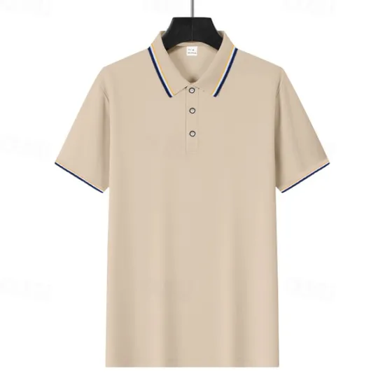 Online OUKU Men's Golf Shirt Golf Polos Shirts Work Casual Lapel Short Sleeve Basic Modern Plain Patchwork Buttons Summer Regular Fit Depression Green Fire Red Black White Light Green Navy Blue Golf Shirt