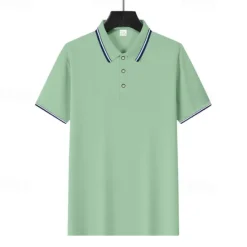 Online OUKU Men's Golf Shirt Golf Polos Shirts Work Casual Lapel Short Sleeve Basic Modern Plain Patchwork Buttons Summer Regular Fit Depression Green Fire Red Black White Light Green Navy Blue Golf Shirt