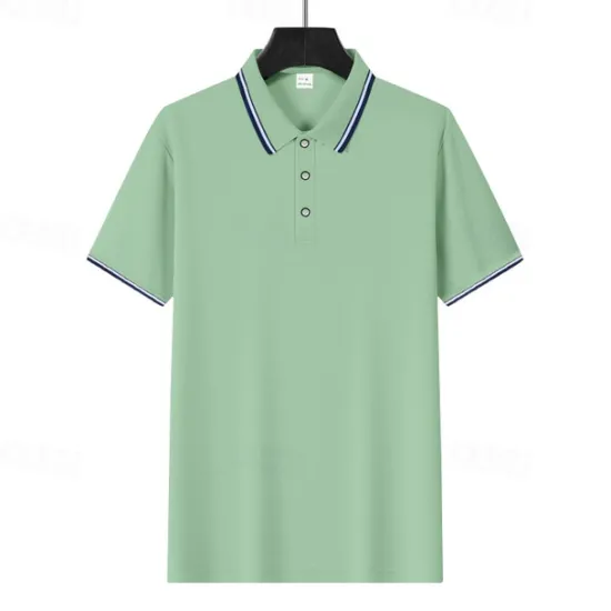 Online OUKU Men's Golf Shirt Golf Polos Shirts Work Casual Lapel Short Sleeve Basic Modern Plain Patchwork Buttons Summer Regular Fit Depression Green Fire Red Black White Light Green Navy Blue Golf Shirt