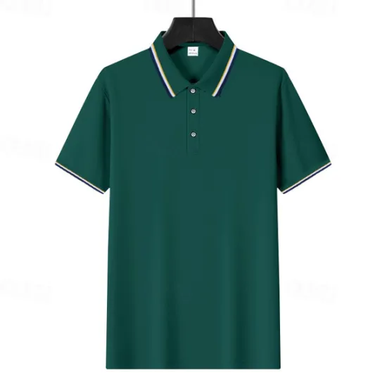 Online OUKU Men's Golf Shirt Golf Polos Shirts Work Casual Lapel Short Sleeve Basic Modern Plain Patchwork Buttons Summer Regular Fit Depression Green Fire Red Black White Light Green Navy Blue Golf Shirt
