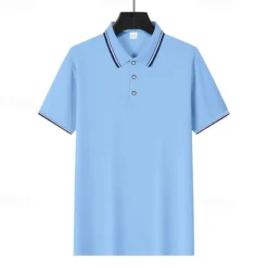 Online OUKU Men's Golf Shirt Golf Polos Shirts Work Casual Lapel Short Sleeve Basic Modern Plain Patchwork Buttons Summer Regular Fit Depression Green Fire Red Black White Light Green Navy Blue Golf Shirt