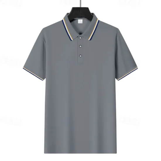 Online OUKU Men's Golf Shirt Golf Polos Shirts Work Casual Lapel Short Sleeve Basic Modern Plain Patchwork Buttons Summer Regular Fit Depression Green Fire Red Black White Light Green Navy Blue Golf Shirt