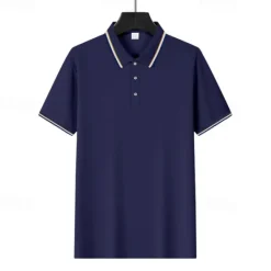Online OUKU Men's Golf Shirt Golf Polos Shirts Work Casual Lapel Short Sleeve Basic Modern Plain Patchwork Buttons Summer Regular Fit Depression Green Fire Red Black White Light Green Navy Blue Golf Shirt