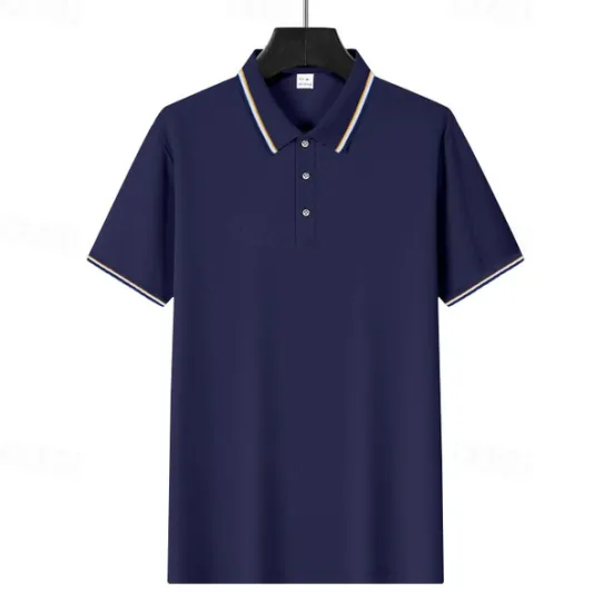 Online OUKU Men's Golf Shirt Golf Polos Shirts Work Casual Lapel Short Sleeve Basic Modern Plain Patchwork Buttons Summer Regular Fit Depression Green Fire Red Black White Light Green Navy Blue Golf Shirt